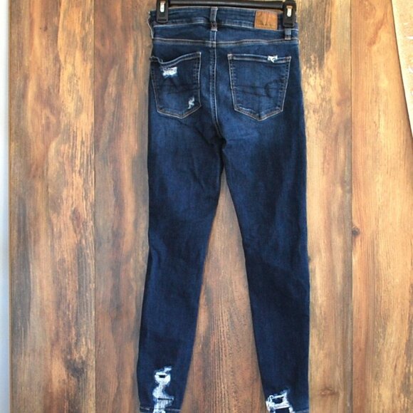 American Eagle Distressed Next Level Stretch Hi Rise Jegging Crop Size 0 - Picture 6 of 8